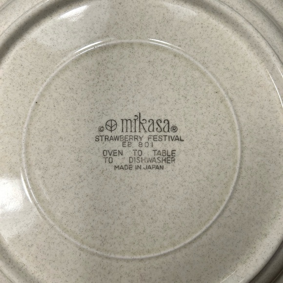 Vintage MIKASA Strawberry Festival Dinner Plate & Soup Bowl EB 801 Stoneware - Picture 6 of 14